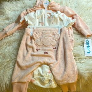 NWT 3 piece Carter baby girl lamb terry set